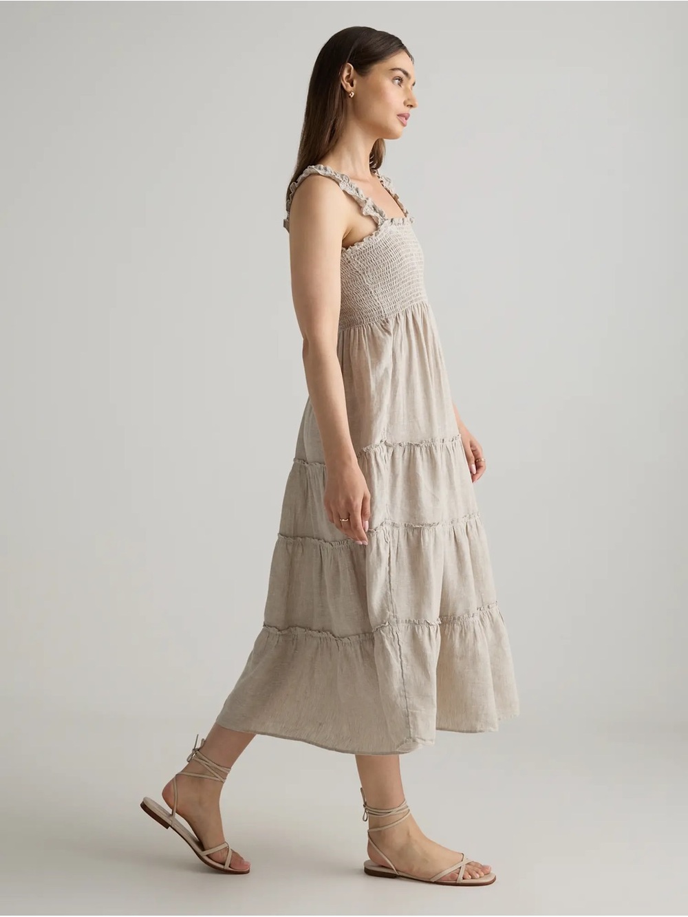 Quince 100% European Linen Smocked Midi Dress size S Small NWOT - Picture 3 of 12